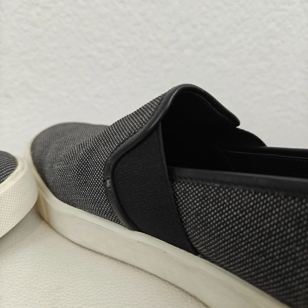 Vince Preston Black Textured Leather Trim Slip On Sneakers Women's Size 8